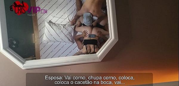  Cristina Almeida com um macho no motel, traindo e humilhando seu marido corno, tudo sem camisinha, o corno lambe sua buceta gozada - Parte 22